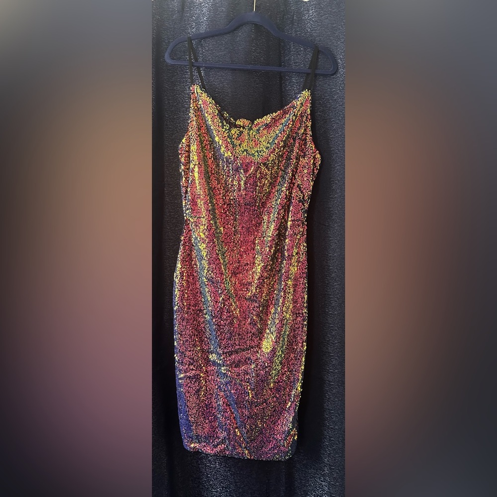 Sequin Cowl Neck Dress - Bronze Gold